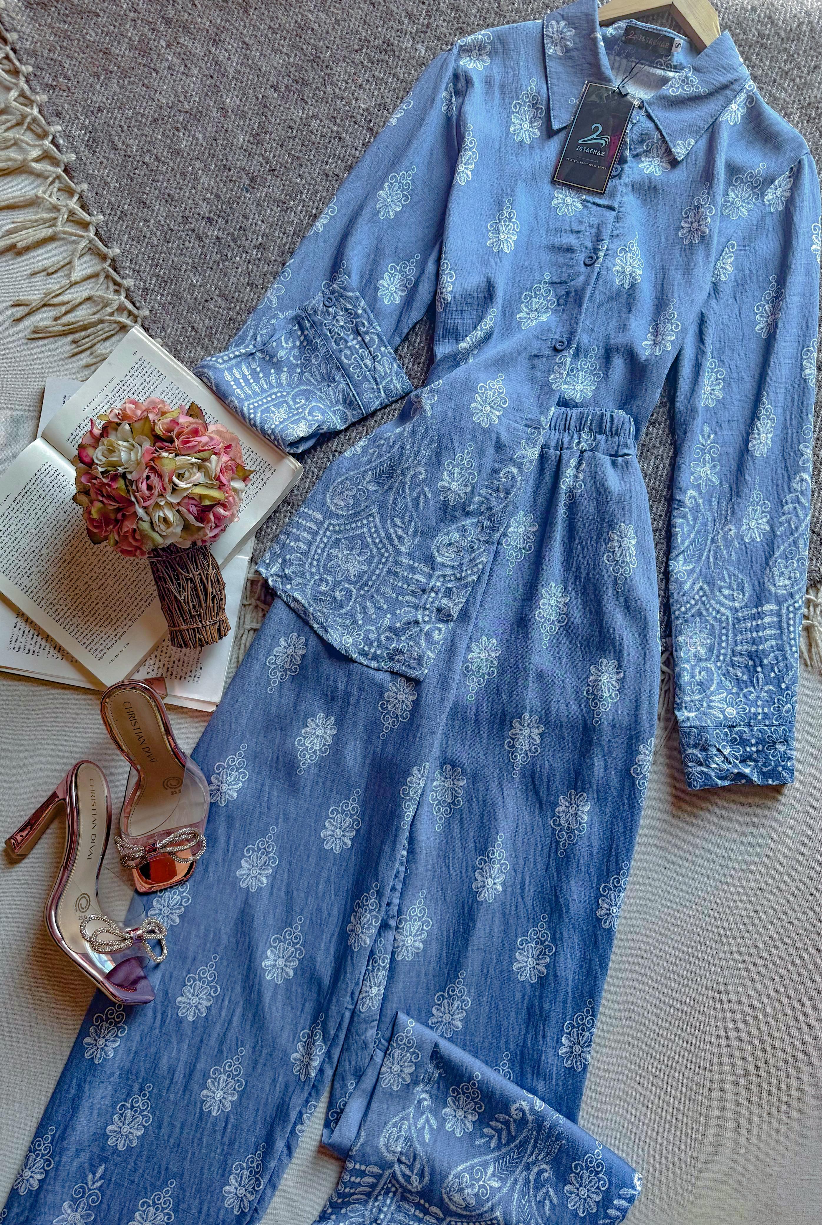 Conjunto Azul ZISSACHAR Largo Manga Larga